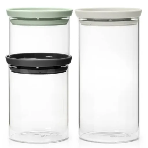 Set 3 borcane stivuibile pentru depozitare alimente Brabantia 1005602, 300/600/1.1L, Multicolor