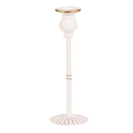 Sfeșnic metalic pentru lumânare conică 24 cm, alb, 24 cm