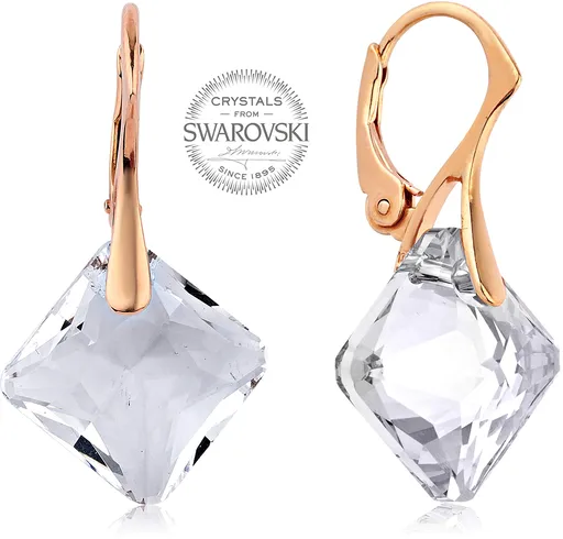 Levien Cercei placați cu aur roz cu cristale transparente Princess