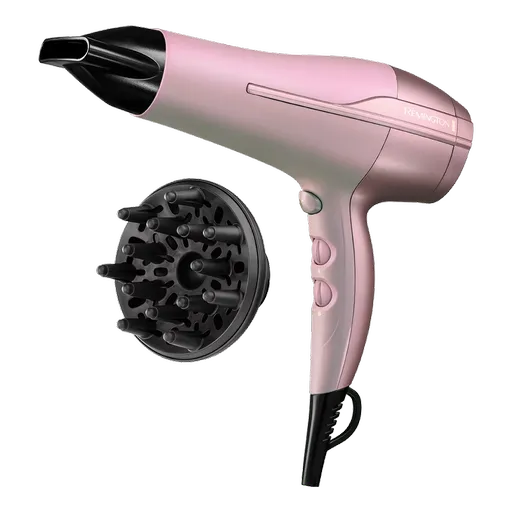 Uscator pentru par Remington Coconut Smooth D5901, 2200 W, 2 viteze, 3 setari de temperatura, Jet aer rece, Accesorii, roz
