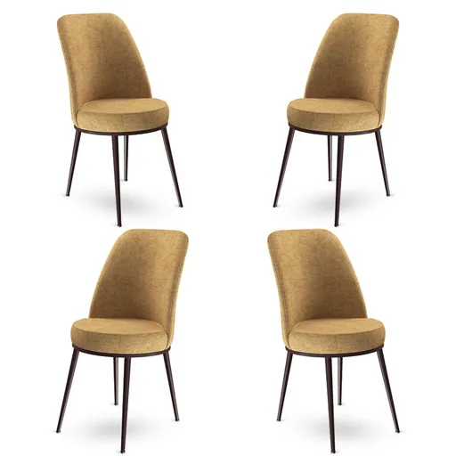 Set scaune 4 piese, Hanah Home, Dexa, Cappuccino/Maro