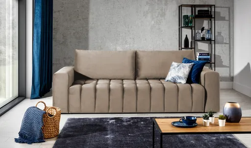 Canapea extensibila 3 locuri ELTAP, Laz01, Lazaro, 247x97x92 cm, lemn/poliester, maro deschis