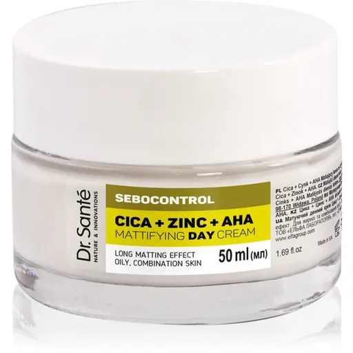 Dr. Santé Sebocontrol Cica + Zinc + AHA crema de zi matifianta pentru ten gras 50 ml