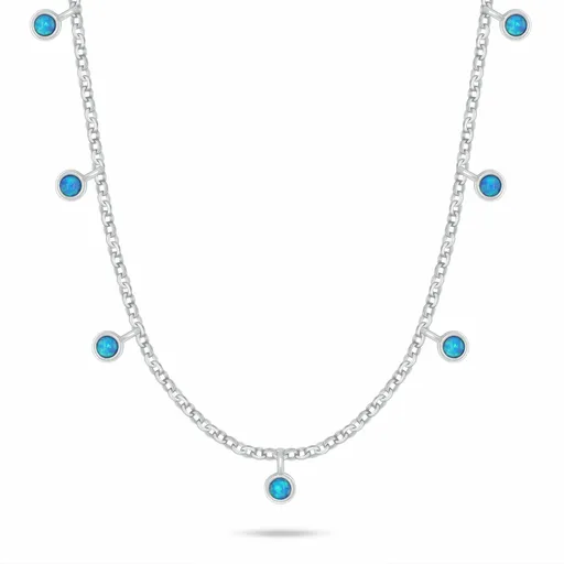 Brilio Silver Colier jucăuș din argint cu opale sintetice albastre NCL209WB