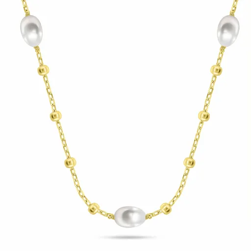 Brilio Silver Colier fermecător placat cu aur, cu perle naturale NCL215Y