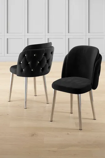 Set scaune 4 piese, Hanah Home, Axle, Negru / Crom