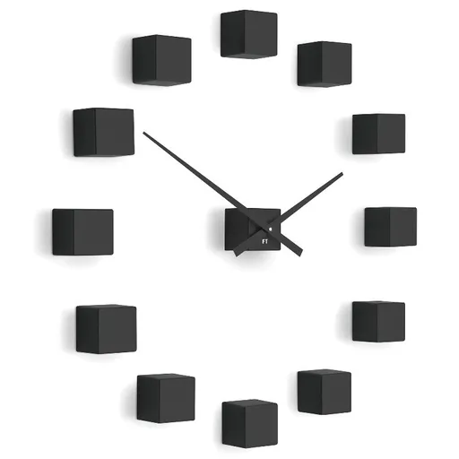 Ceas de design Future Time FT3000BK Cubic black, autoadeziv, diam. 50 cm, negru