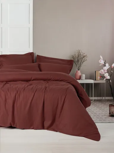 Lenjerie de pat dubla, L'essentiel Maison, Craft, Rosu claret