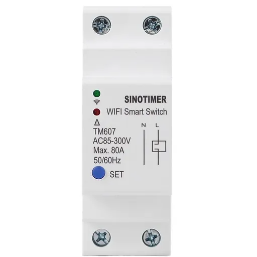 Comutator temporizat digital monofazat de la distanta Tuya, Sinotimer, wifi, SINOTIMER ,AC 85-300V, 80A, TM607