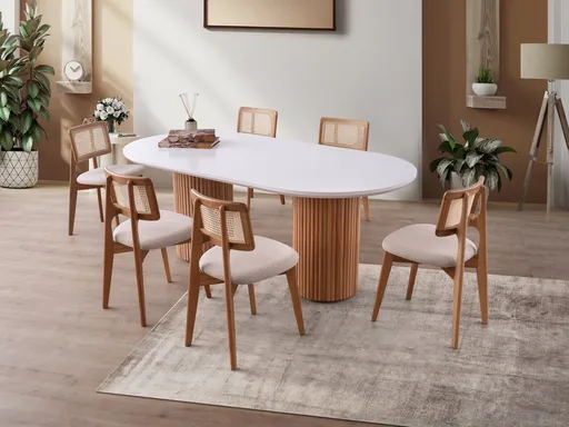 Masa, Hanah Home, Lıne, 200x77x100 cm, Alb/Maro