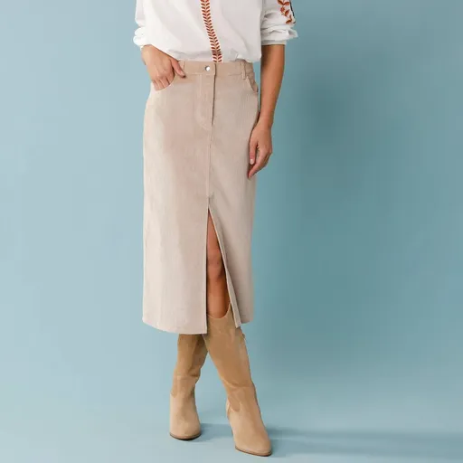 Fustă lungă din catifea reiată, pentru o siluetă minionă