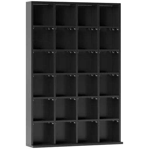 HOMCOM Dulap pentru CD-uri pentru 456 CD-uri sau 336 DVD-uri, 24 Compartimente, 89x20x130.5 cm Negru | Aosom Romania