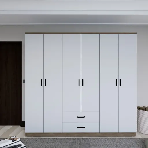 Dulap pentru haine, Hanah Home, Yaman 1600-64, 180x190x45 cm, Nuc deschis