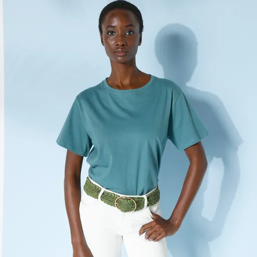 Cămașă dreaptă cu mâneci scurte și decolteu rotund