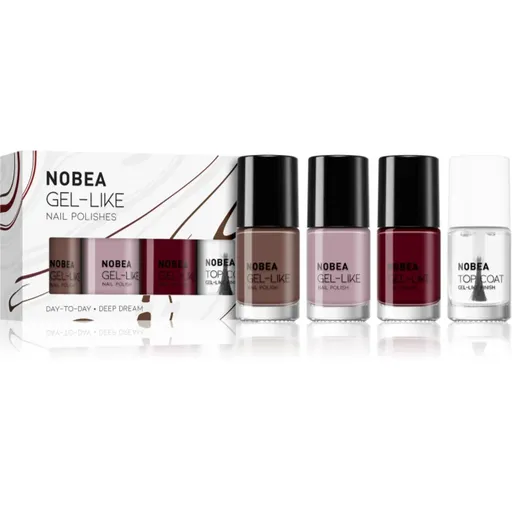 NOBEA Day-to-Day 4-Piece Gel-like Nail Polish set set de lacuri de unghii Deliciously deep dream