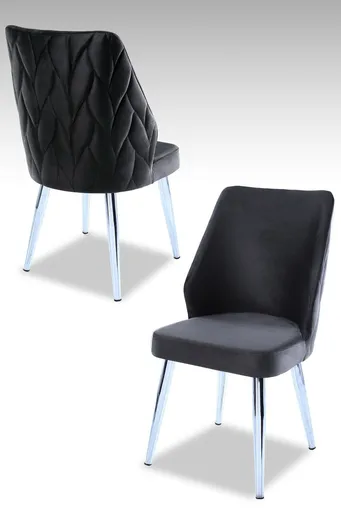 Set scaune 4 piese, Hanah Home, Pufi, PAL, Antracit / Crom