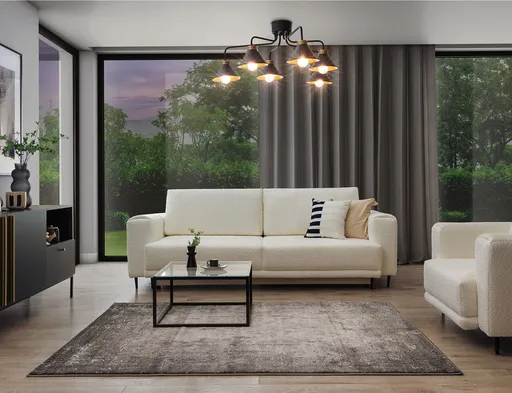 Lustra ELTAP, Detmer, 86x32 cm, 6xE27, 15W, otel, negru/auriu