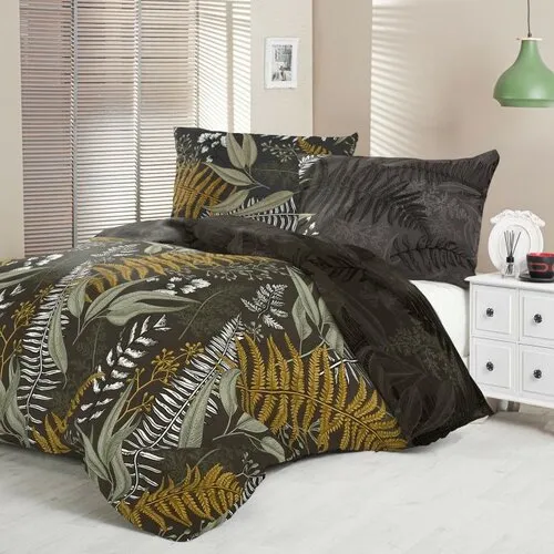 Kvalitex Lenjerie de pat din satin LuxuryCollection Kapradí maro, 140 x 220 cm, 70 x 90 cm, 140 x 220 cm, 70 x 90 cm