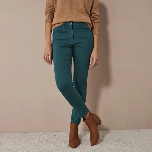 Pantaloni slim 7/8 de culoare uni