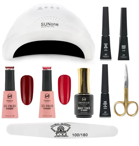 Kit Unghii Oja Semipermanenta Gel Color Oranjollie cu Solutie de Indepartare a Ojei Semi