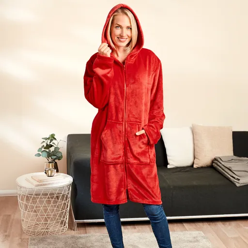 Jacheta din fleece cu glugă și fermoar