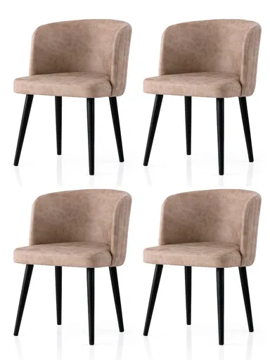Set scaune 4 piese, Hanah Home, Zen, Negru/Bej