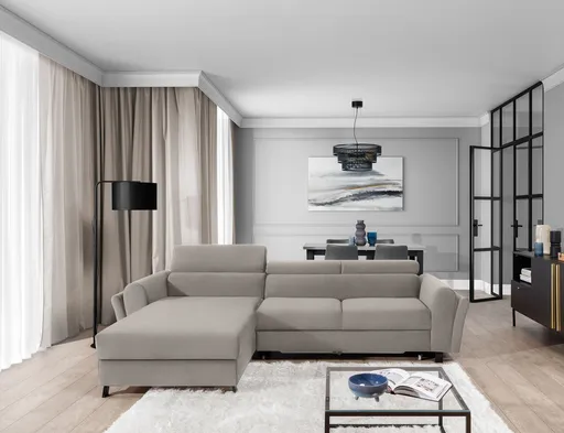 Coltar extensibil stanga 4 locuri ELTAP, Mari-13, Mariall, 288x200x92 cm, lemn/poliester, bej