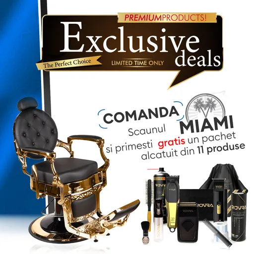 Scaun Frizerie - Miami - Negru + Produse Cadou