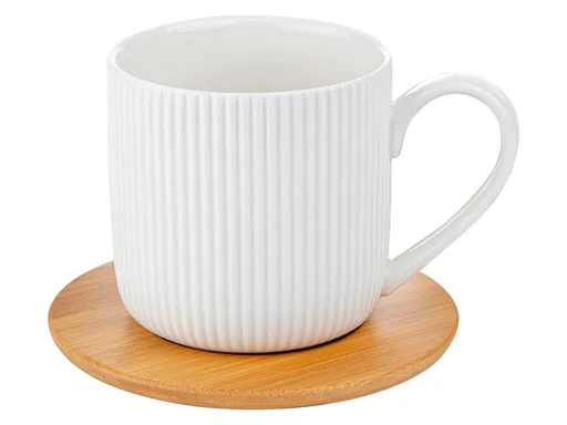 Cană Alisa cu farfurie din bambus