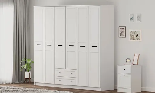 Dulap pentru haine, Hanah Home, Rb-168-01-007, 210x210x52 cm, Alb mat