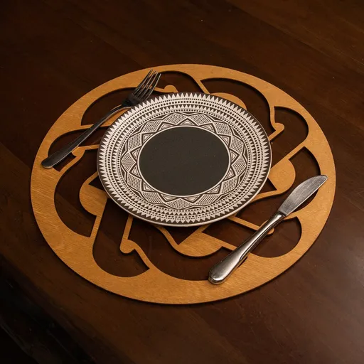 Set de covorașe de masă din lemn, Hermia, 790PYN1109, Dimensiune: 36 x 36 cm (4 bucăți), Miere