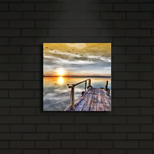 Tablou decorativ cu lumina LED, 2828İACT-5, Dimensiune: 28 x 28 cm, Multicolor