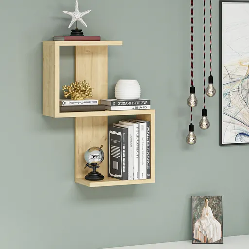 Raft de perete, Hanah Home, Octa, 29.8x60x16.4 cm, Maro