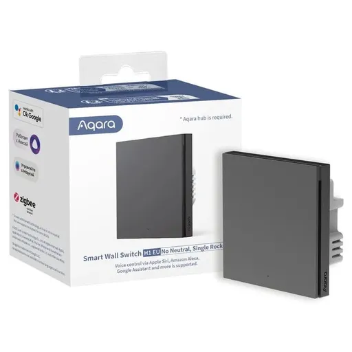 Intrerupator inteligent Aqara H1, NU necesita NUL, un canal, Zigbee, Gri (WS-EUK01-G) 6975833354924