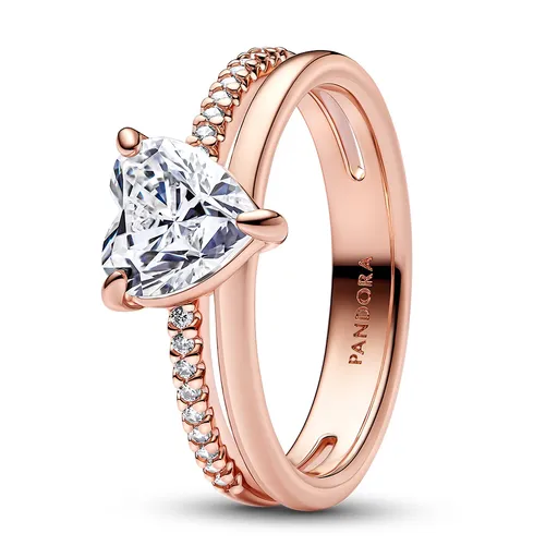 Pandora Inel frumos placat cu aur cu zircon Timeless Rose 183100C01 56 mm