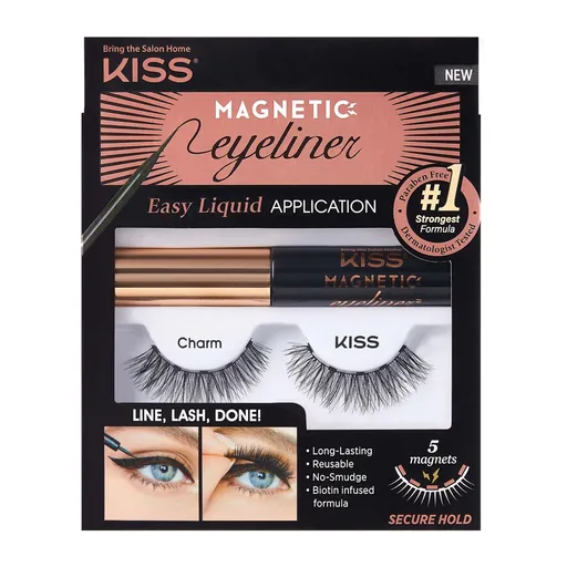 KISS Gene artificiale magnetice cu eyeliner 07 Charm (Magnetic Eyeliner & Lash Kit)
