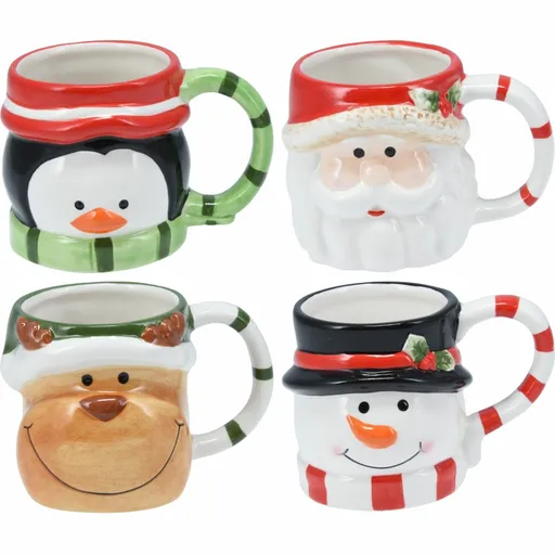 Set de 4 căni ceramice de Crăciun 250–280 ml