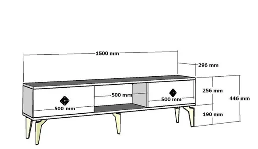 Comoda TV, Hanah Home, Nil, 150x44.6x29.6 cm, Alb / Argintiu