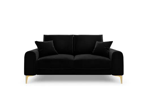 Canapea, Madara, Mazzini Sofas, 2 locuri, gold legs, 172x102x90 cm, catifea, negru