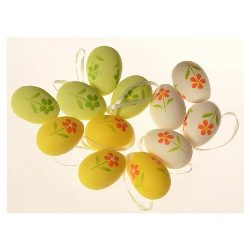 Set de ouă suspendate pentru exterior, înălțime 4cm, 12 bucăți în pachet, culori asortate