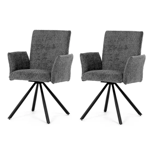 Set de scaune de sufragerie cu mecanism deîntoarcere DCH-W1117 GREY2, 2 buc., gri