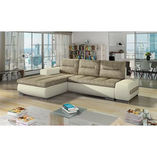 Coltar extensibil stanga 4 locuri ELTAP, Ov09, Ottavio, 275x180x85 cm, lemn/poliester, bej/bej deschis