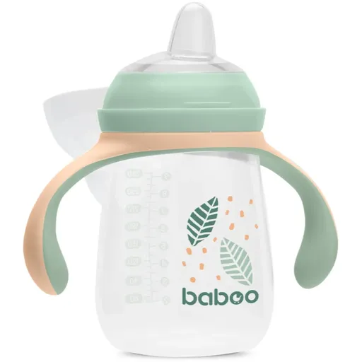 Baboo Cup with Silicone Spout ceasca cu mânere Peachy Keen 6m+ 260 ml
