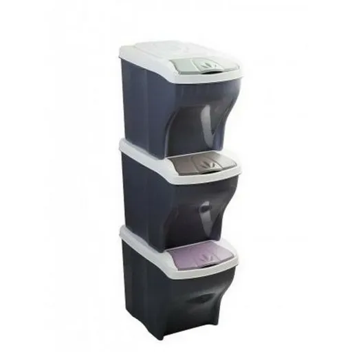 Coș de sortare deșeuri Poker Tris 20 l, 3 buc., gri