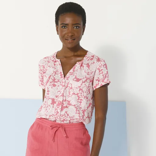 Bluză cu mâneci scurte și imprimeu floral