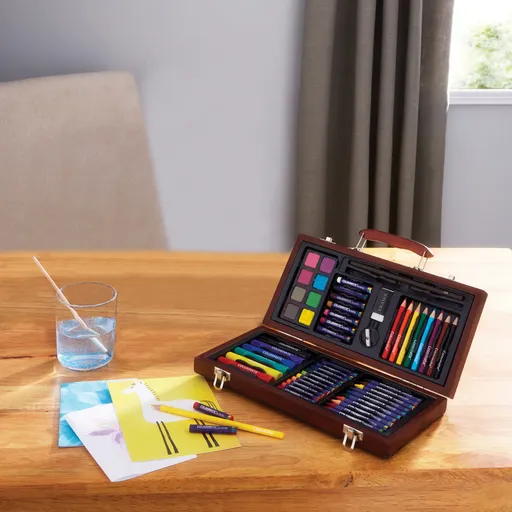 Set de pictură în cutie de lemn