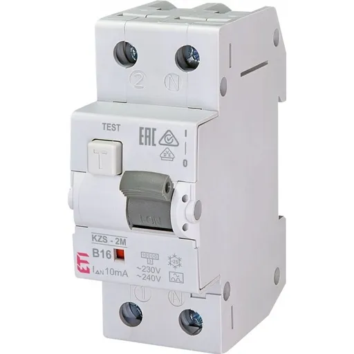 Protectie diferentiala combinata RCBO, ETI 002173214 KZS-2M A B16/0.01,1P+N B 16A 10kA 10mA tip A