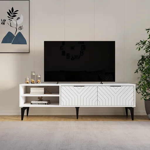 Comoda TV, Hanah Home, Regina, 160x50x29.6 cm, Alb