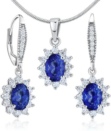 Silvego Set din argint cu safire JJJE766SA (cercei, pandantiv)