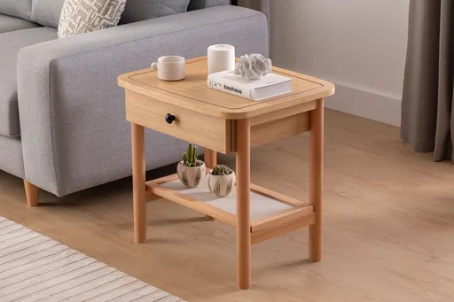 Noptiera, Hanah Home, Daisy Drawer, 55x55x45 cm, Natural/Lemn